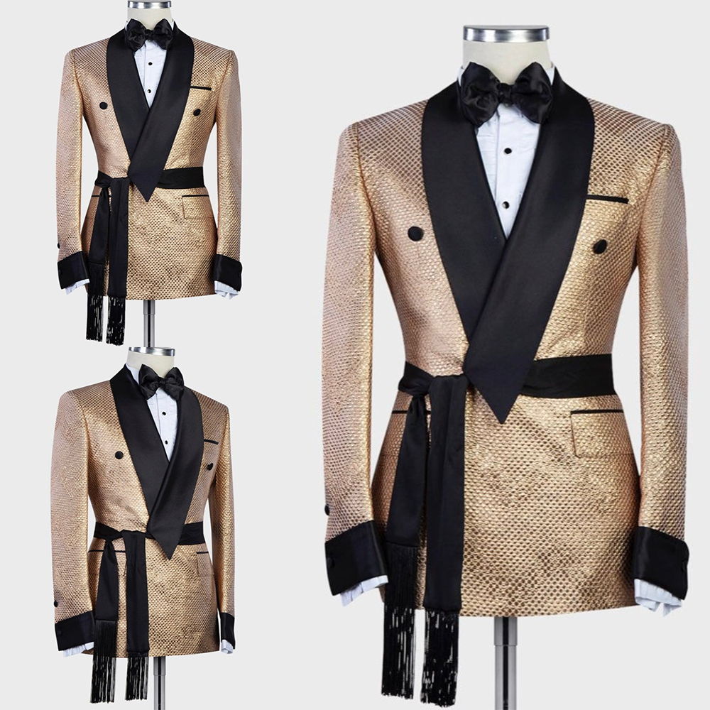 Arabic Formal Wear Men - Arabic Luxury Gold Mens Wedding Tuxedos