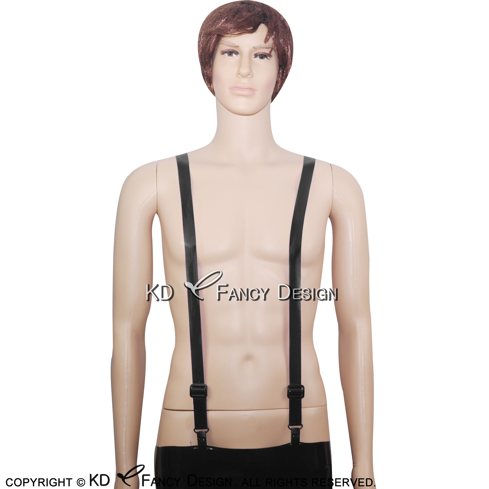 Tie Bar Clip - Black Sexy Rubber Latex Suspenders For