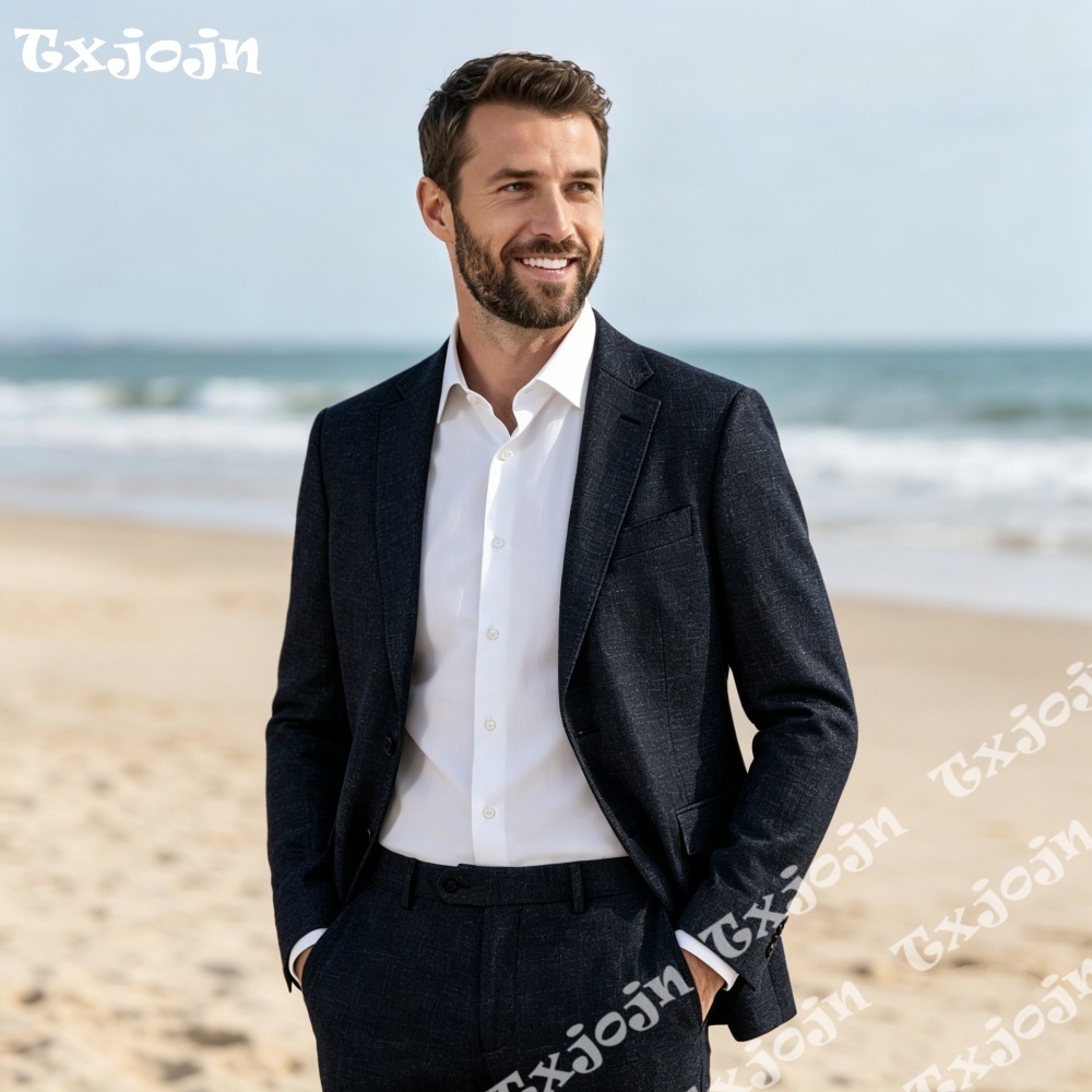 Classic Dark Navy Linen Men 2P - Men Linen Formal Wear recensione e prezzo