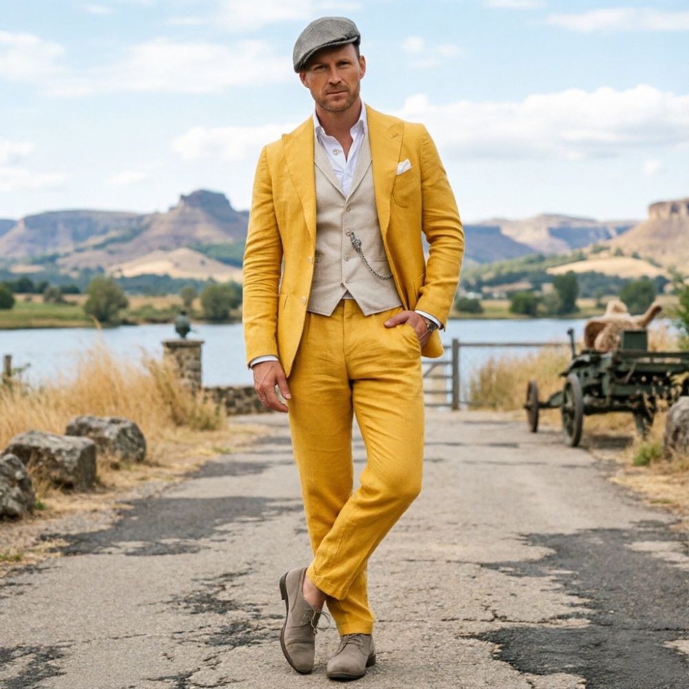 Sage Green Linen Men 3 Piece S - Men Linen Formal Wear recensione e prezzo