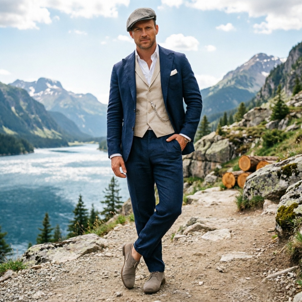 Sage Green Linen Men 3 Piece S - Men Linen Formal Wear recensione e prezzo