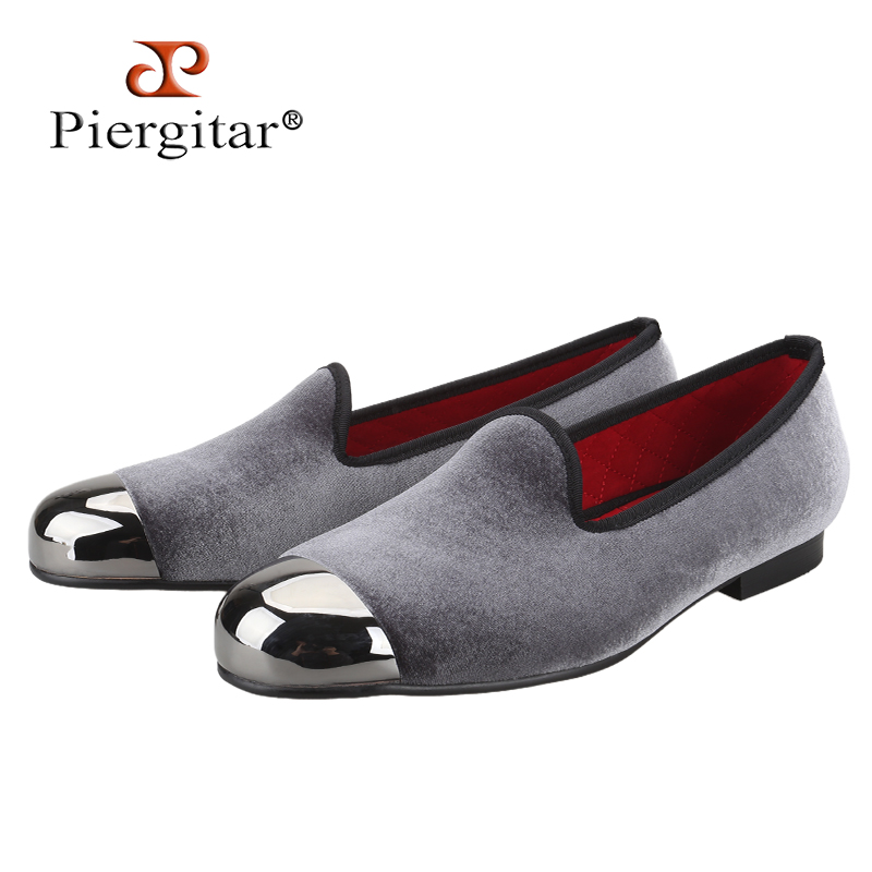 Piergitar Gray Velvet Slip-On  - Men'S Formal Wear Slippers recensione e prezzo
