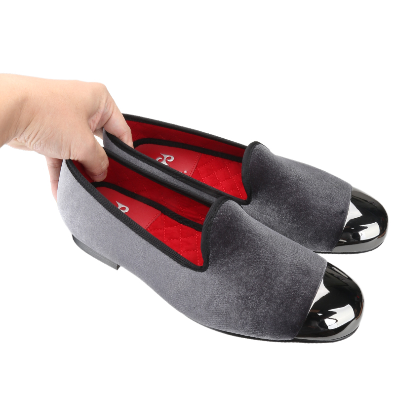 Piergitar Gray Velvet Slip-On  - Men'S Formal Wear Slippers recensione e prezzo