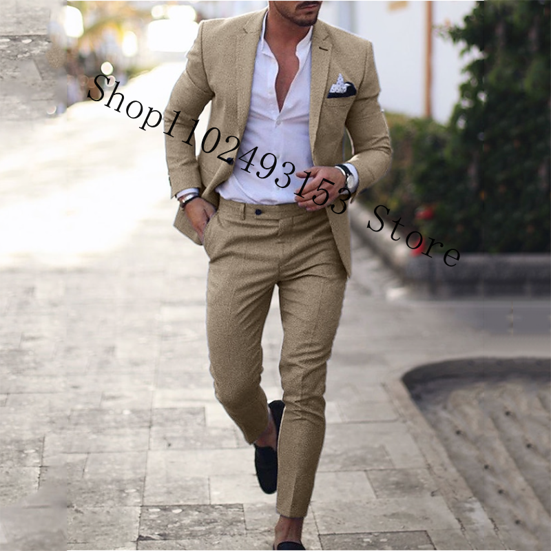 Navy Linen Suits Blazer Slim F - Men Linen Formal Wear recensione e prezzo