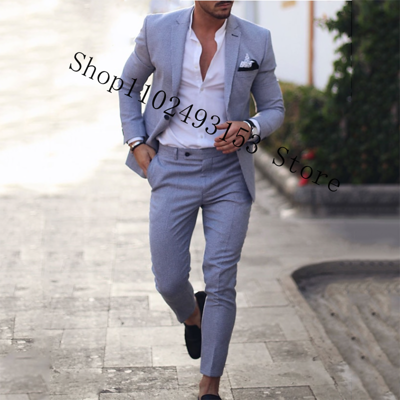 Navy Linen Suits Blazer Slim F - Men Linen Formal Wear recensione e prezzo