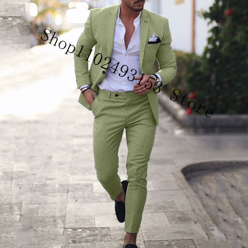 Navy Linen Suits Blazer Slim F - Men Linen Formal Wear recensione e prezzo