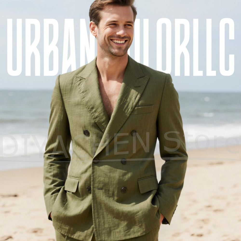 Men Linen Double Breasted Suit - Men Linen Formal Wear recensione e prezzo