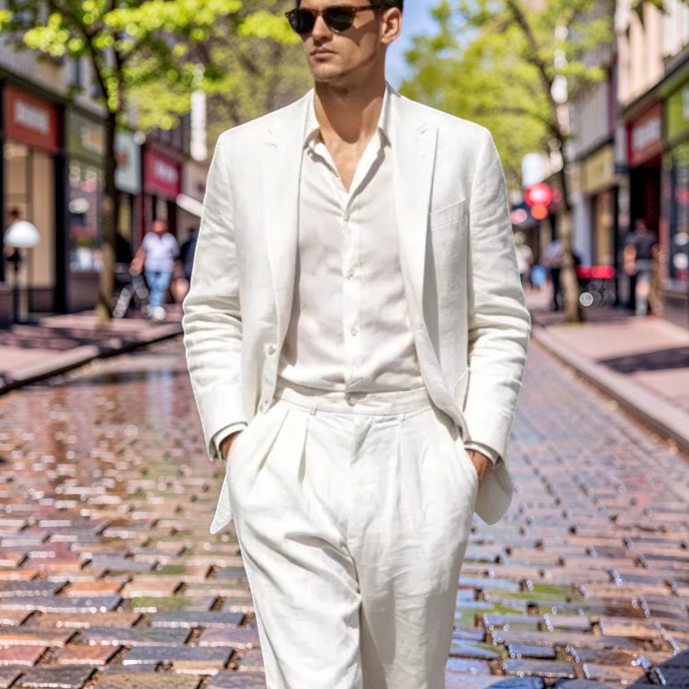 Beige Linen Wedding Tuxedo Pro - Men Linen Formal Wear recensione e prezzo