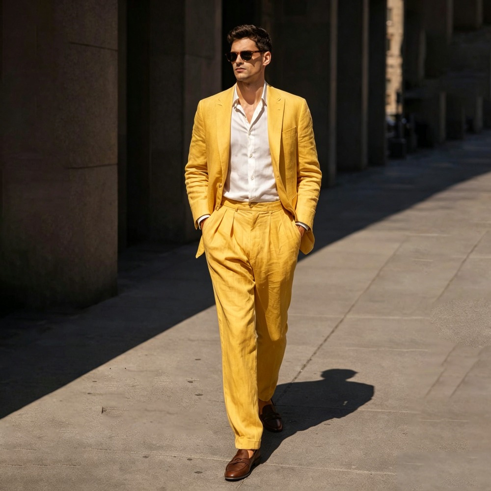 Beige Linen Wedding Tuxedo Pro - Men Linen Formal Wear recensione e prezzo