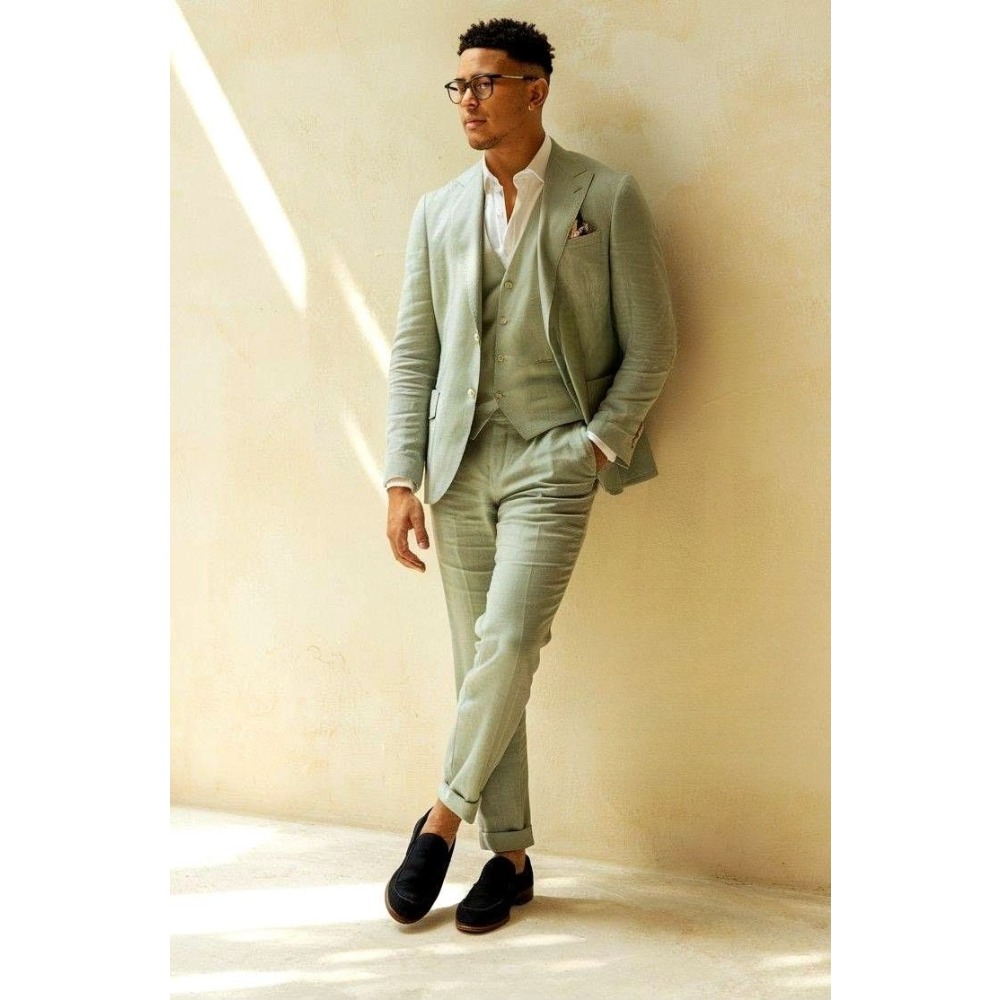 Sage Green Linen Wedding Suits - Men Linen Formal Wear recensione e prezzo