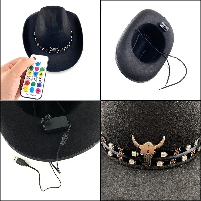 Remote Control LED Cowboy Hat  - Men'S Formal Wear For Graduation recensione e prezzo