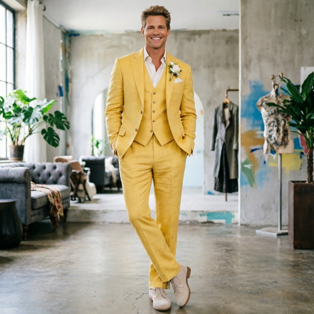 Sage Green Linen Men Suits 3 P - Men Linen Formal Wear recensione e prezzo