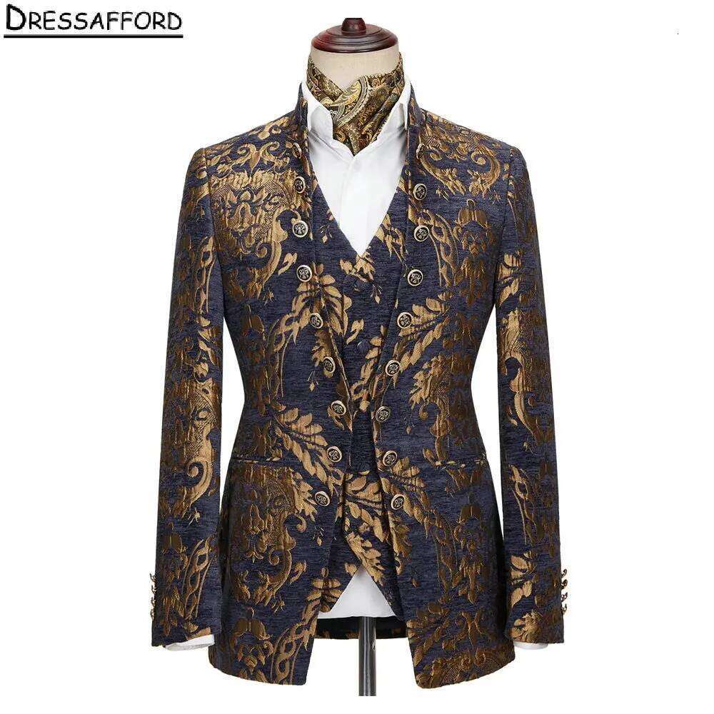 Navy Blue Jacquard Formal Wedd - Men'S Formal Wear No Suit recensione e prezzo