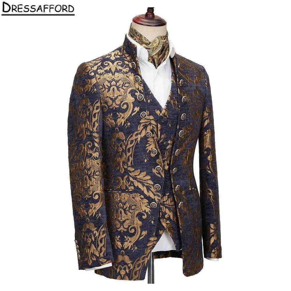 Navy Blue Jacquard Formal Wedd - Men'S Formal Wear No Suit recensione e prezzo