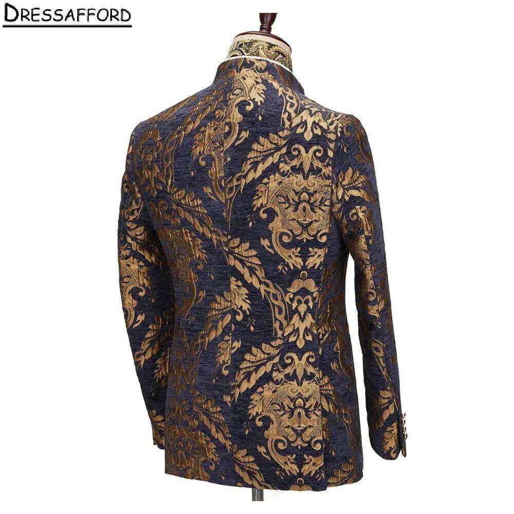 Navy Blue Jacquard Formal Wedd - Men'S Formal Wear No Suit recensione e prezzo