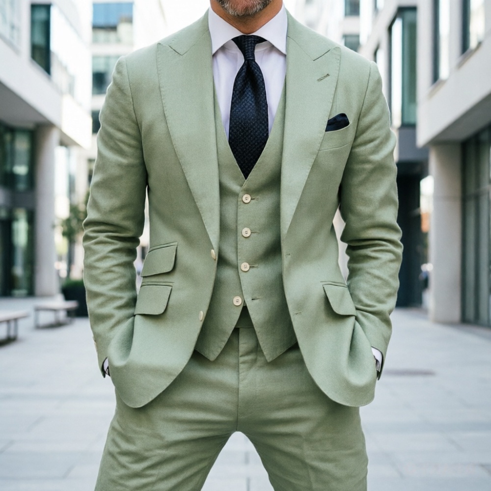Sky Blue Linen Men Wedding Tux - Men Linen Formal Wear recensione e prezzo
