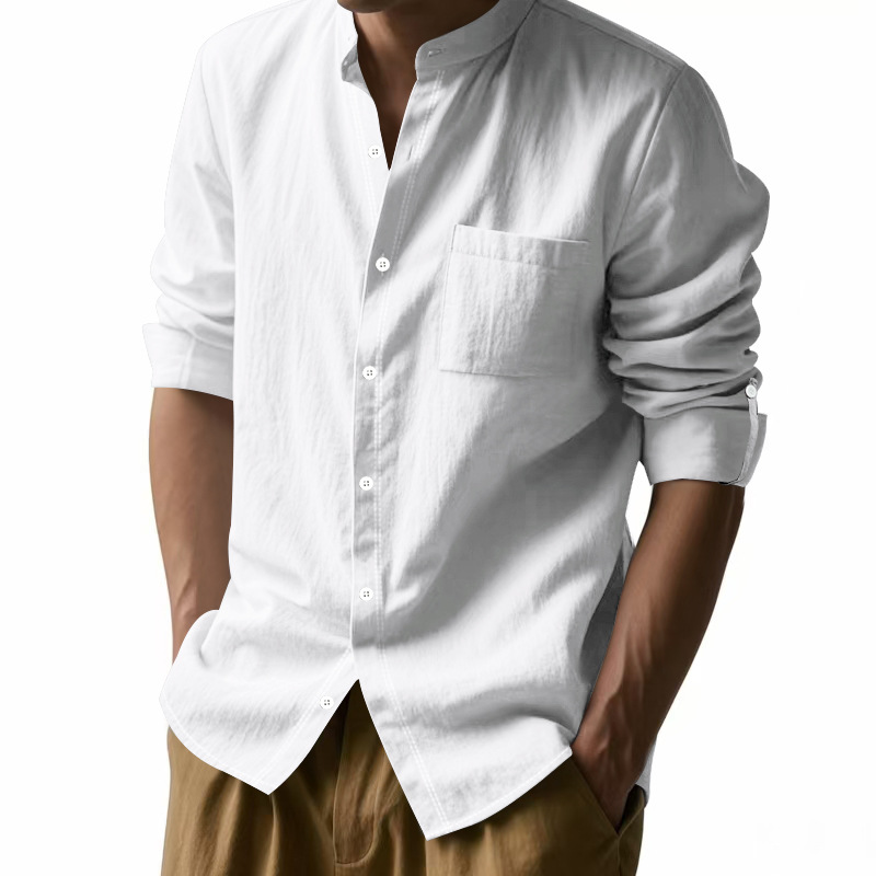 Men's Linen Stand Up Collar Sh - Men Linen Formal Wear recensione e prezzo