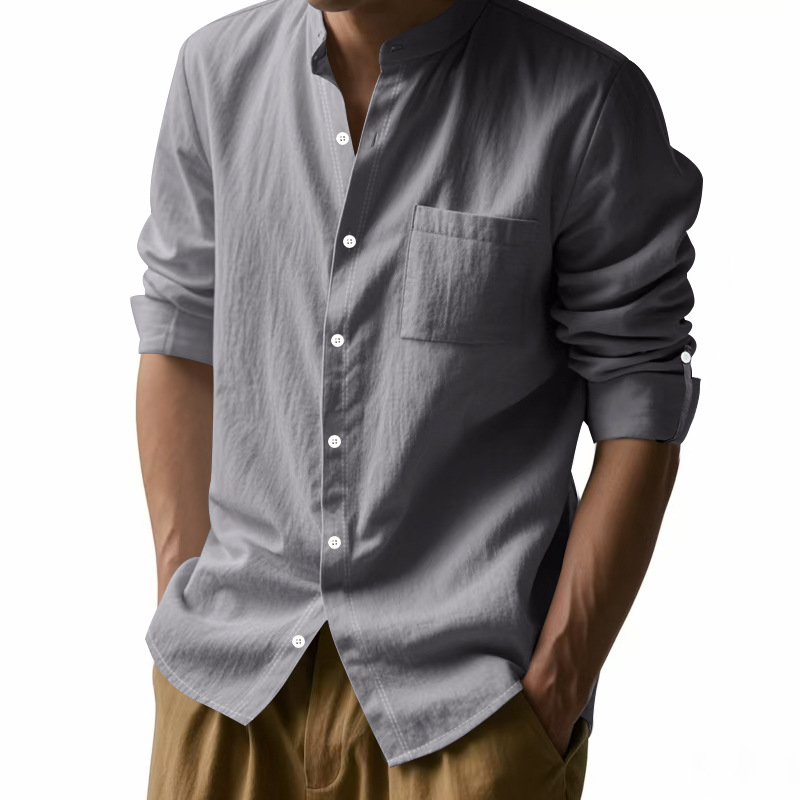 Men's Linen Stand Up Collar Sh - Men Linen Formal Wear recensione e prezzo